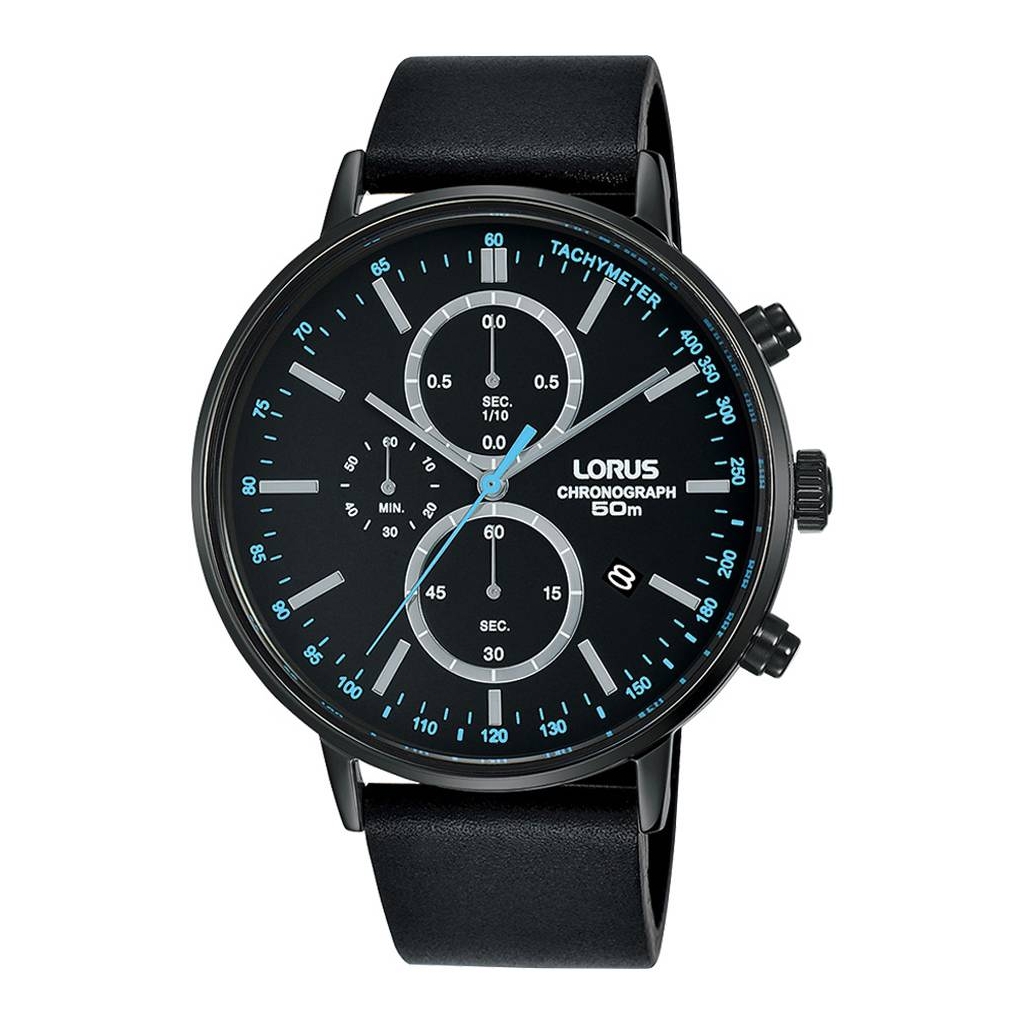 Lorus Armbanduhr schwarz mit Blauen Akzenten